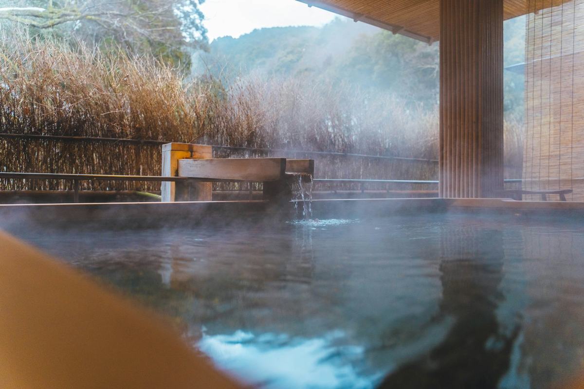 Steaming open-air onsen